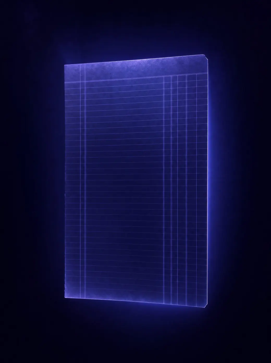 An abstract luminous page of figures rendered in indigo light